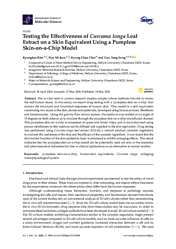 (PDF) Testing the Effectiveness of Curcuma longa Leaf Extract on a Skin ...
