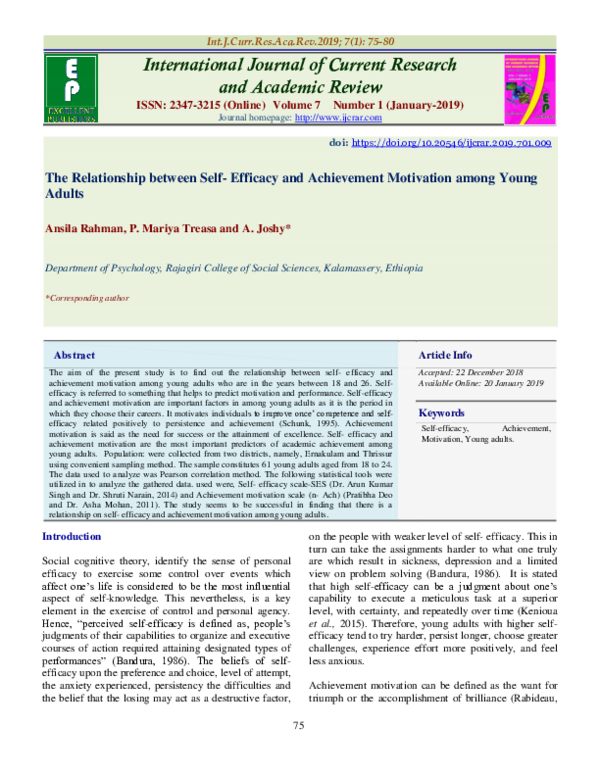 (PDF) The Relationship between Self- Efficacy and Achievement ...