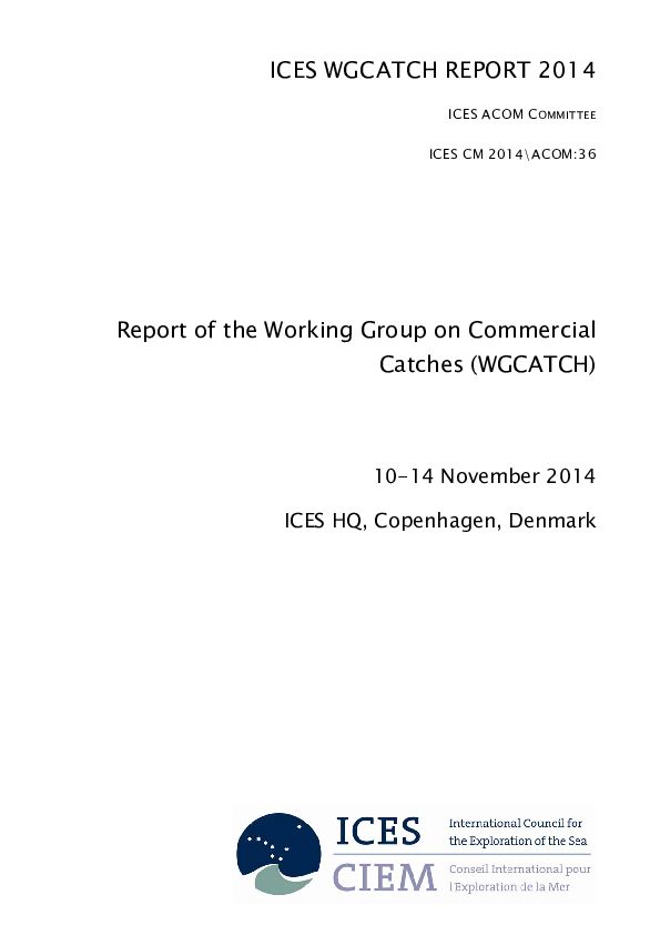 (PDF) Report of the Working Group on Commercial Catches (WGCATCH)