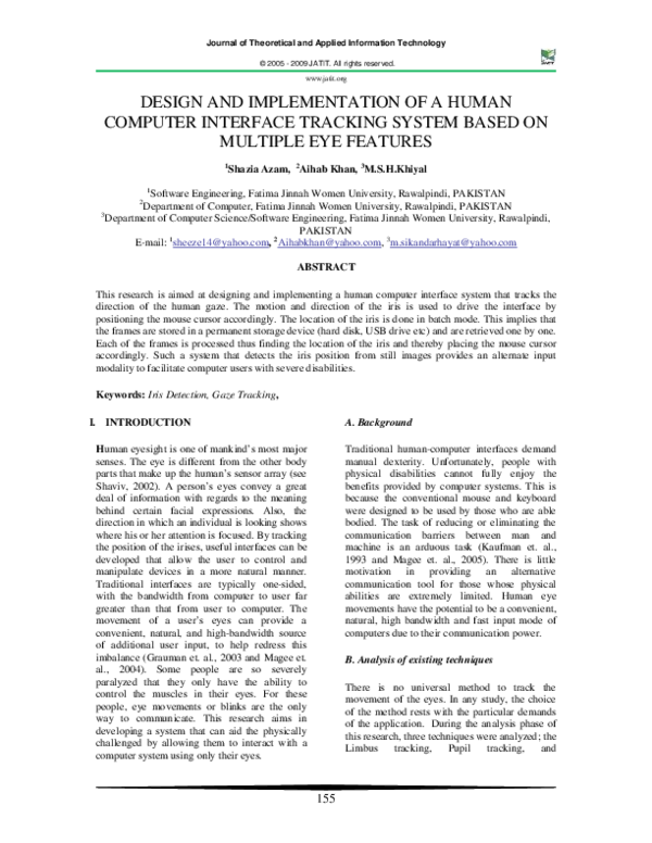 (PDF) Design and Implementation of a Human Computer Interface Tracking ...