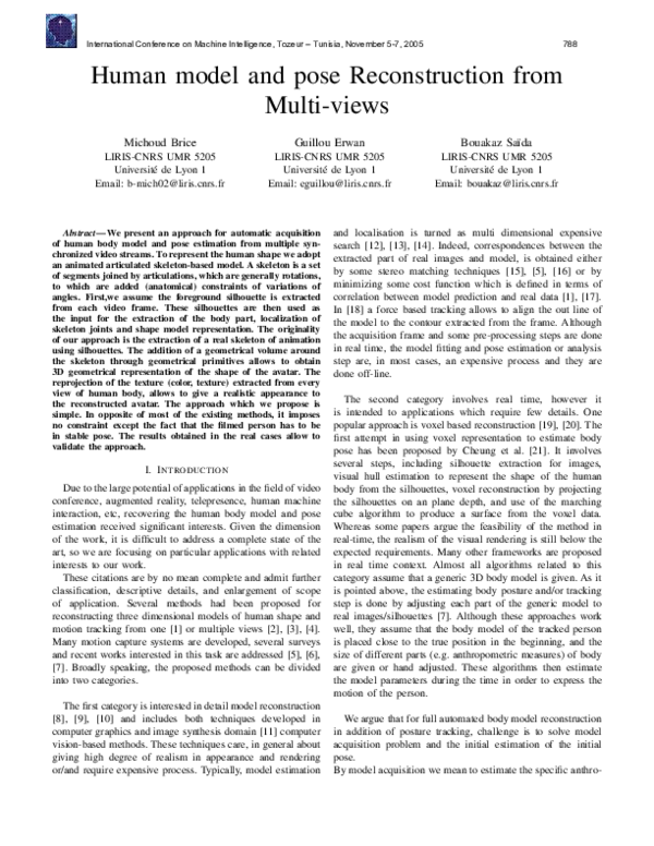 (PDF) Human model and pose Reconstruction from Multi-views