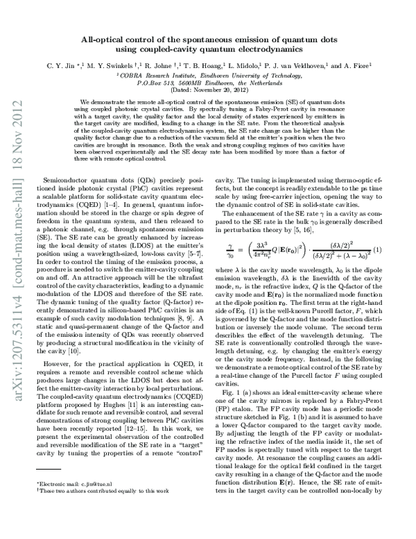 (PDF) All-optical control of the spontaneous emission of quantum dots ...