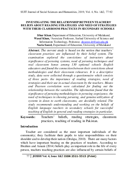 (PDF) Investigating the Relationship Between Teachers’ Beliefs About ...