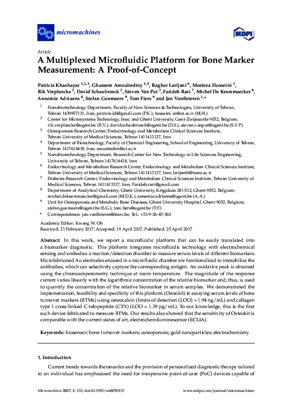 (PDF) A Multiplexed Microfluidic Platform for Bone Marker Measurement ...