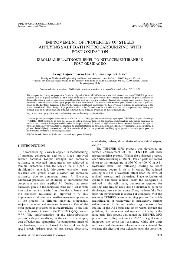 (PDF) Improvement of properties of steels applying salt bath
