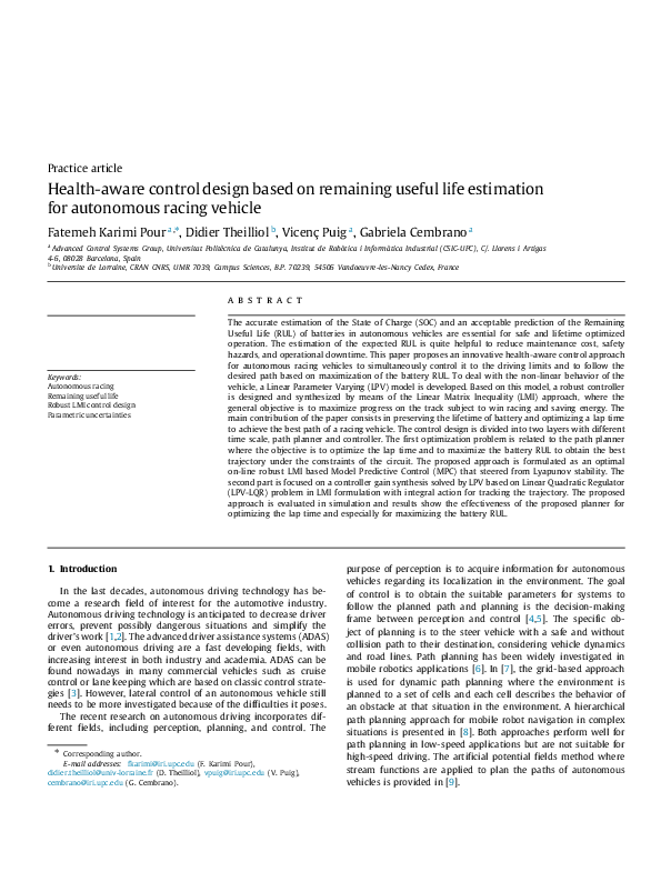 (PDF) Health-aware control design based on remaining useful life ...