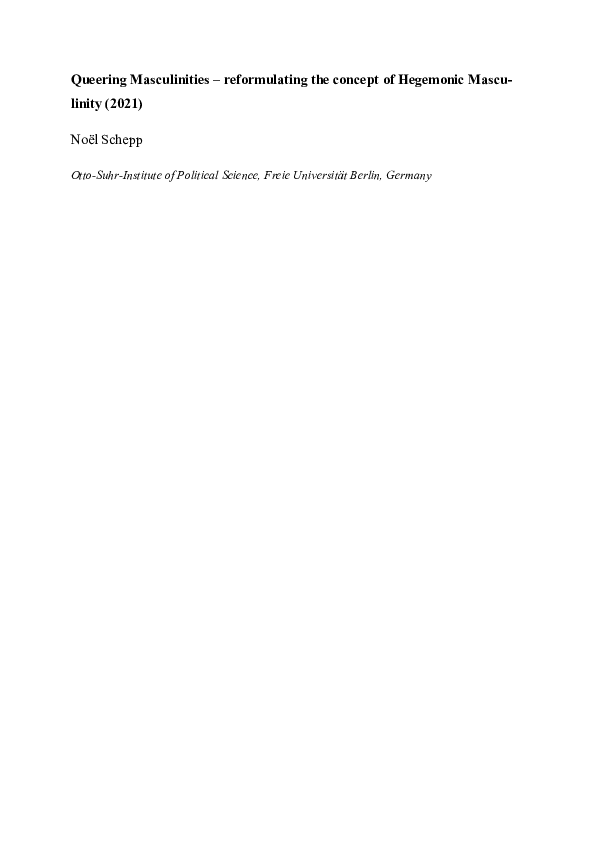 (PDF) Queering Masculinities - reformulating the concept of Hegemonic ...