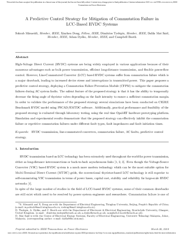 (PDF) A Predictive Control Strategy for Mitigation of Commutation ...