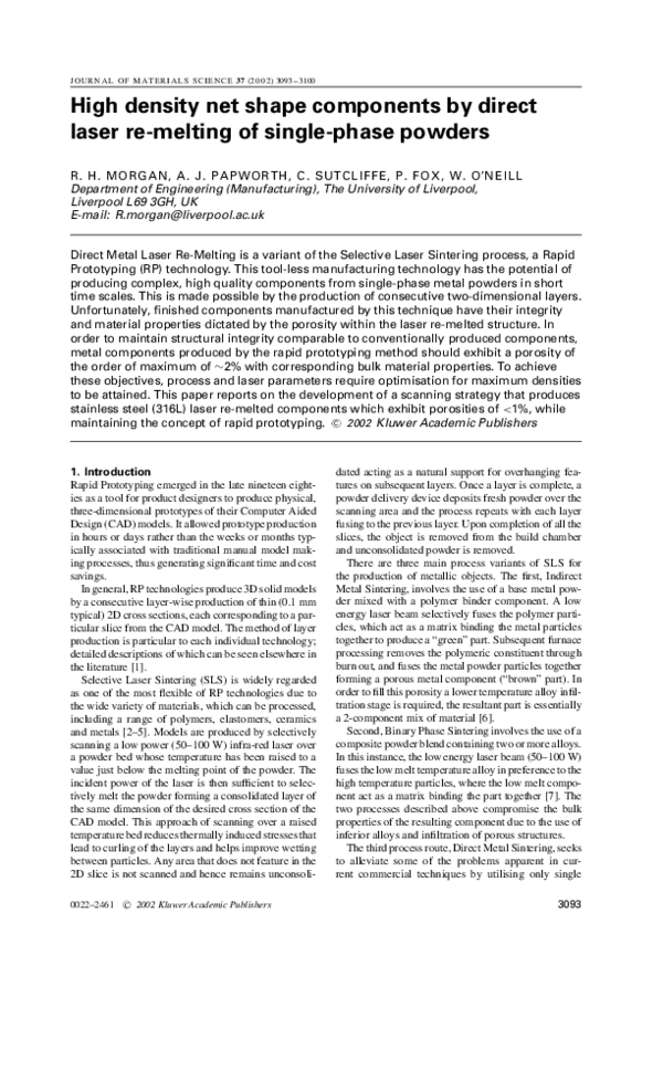 (PDF) High density net shape components by direct laser re-melting of ...