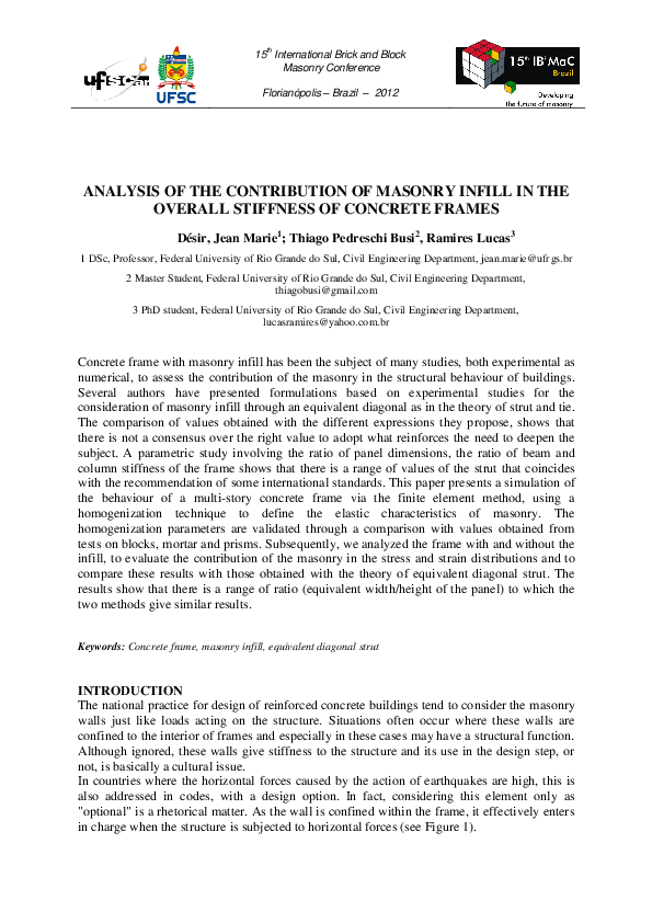 (PDF) Analysis of the Contribution of Masonry Infill in the Overall ...