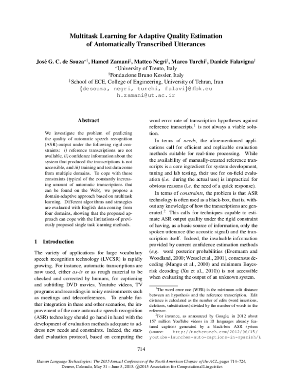 (PDF) Multitask Learning for Adaptive Quality Estimation of ...