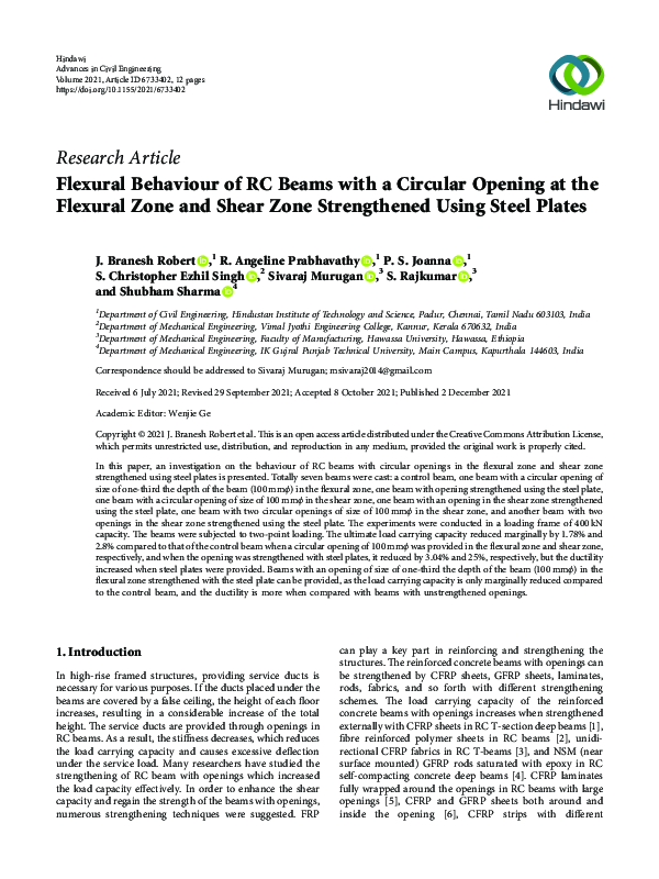 (PDF) Flexural Behaviour of RC Beams with a Circular Opening at the ...