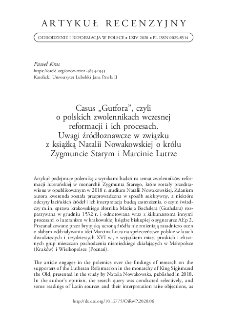 (PDF) Casus „Gutfora”, czyli o polskich zwolennikach wczesnej ...