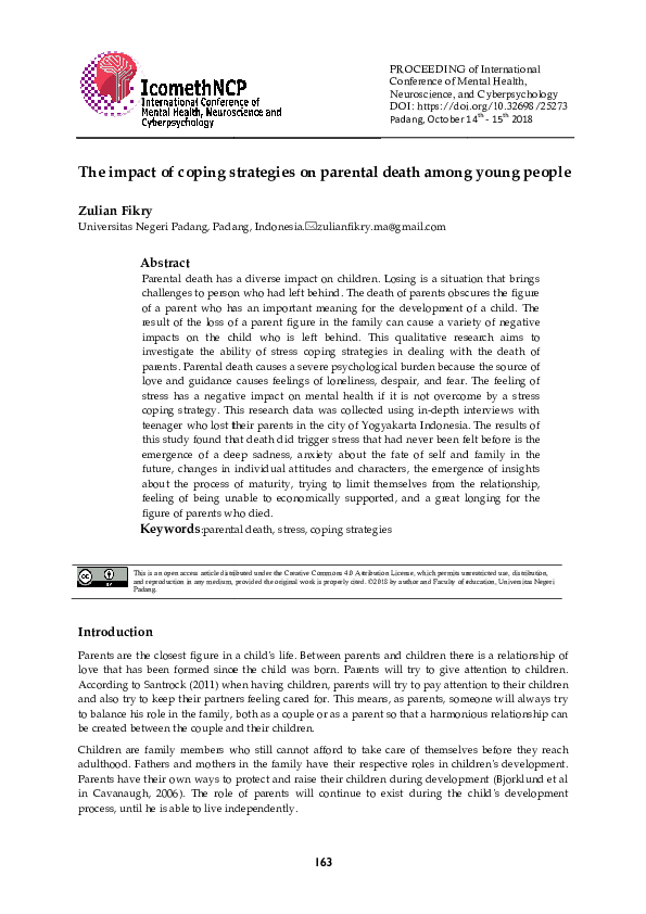 (PDF) The impact of coping strategies on parental death among young people