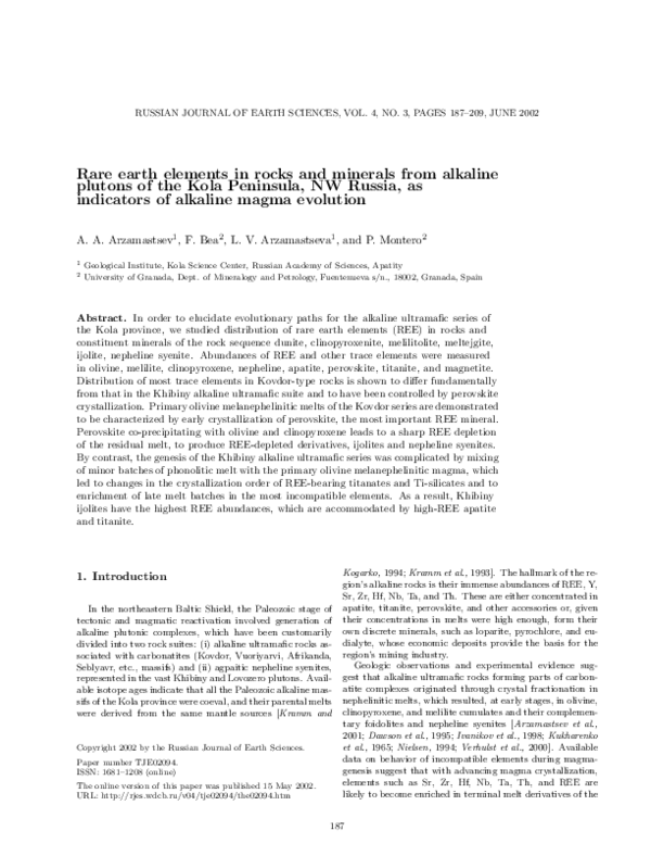 (PDF) Rare Earth Elements in Rocks and Minerals