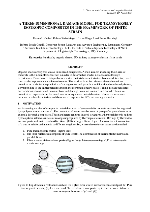 (PDF) A Three-Dimensional Damage Model for Transversely Isotropic ...