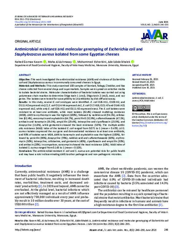 (PDF) Antimicrobial resistance and molecular genotyping of Escherichia ...