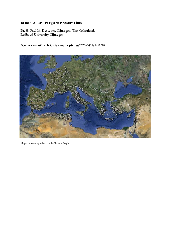 (PDF) Roman Water Transport: Pressure Lines (Water 2022, 14 (1), 28 ...