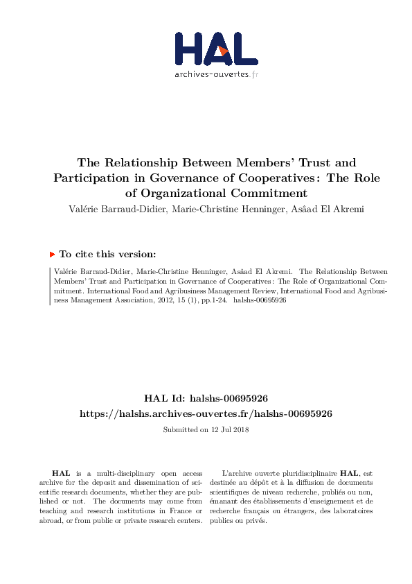 (PDF) The Relationship Between Members' Trust and Participation in the ...