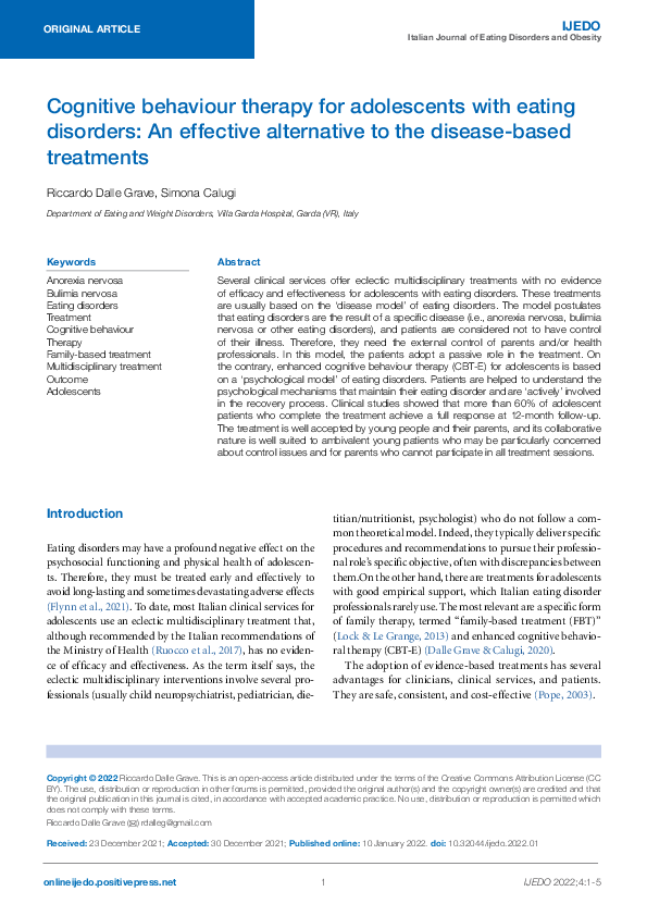 (PDF) Cognitive behaviour therapy for adolescents with eating disorders ...
