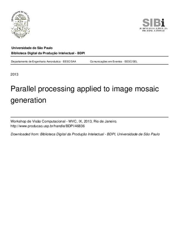(PDF) Parallel processing applied to image mosaic generation