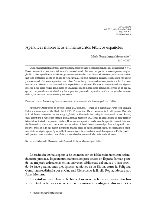 (PDF) Apéndices masoréticos en manuscritos bíblicos españoles ...