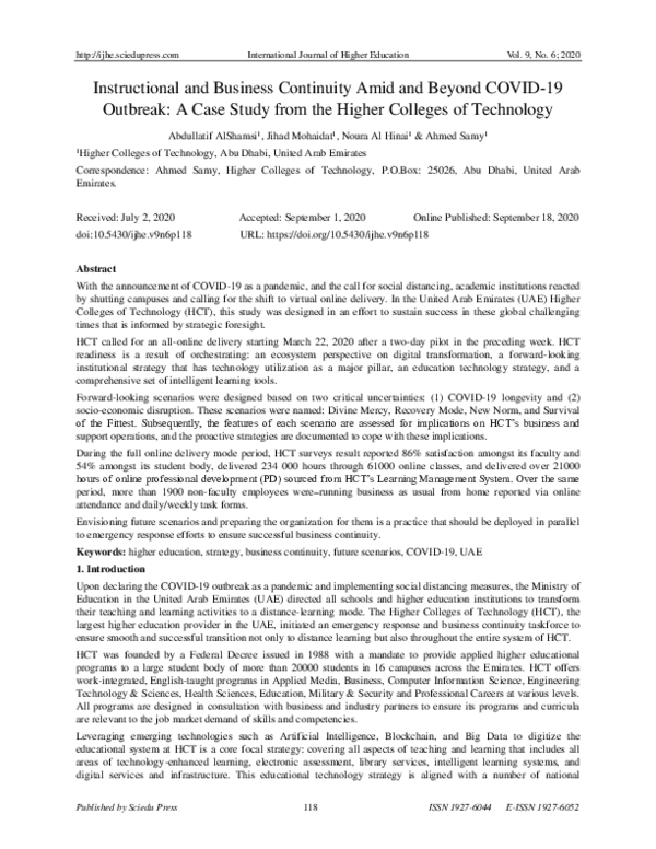 (PDF) Instructional and Business Continuity Amid and Beyond COVID-19 ...