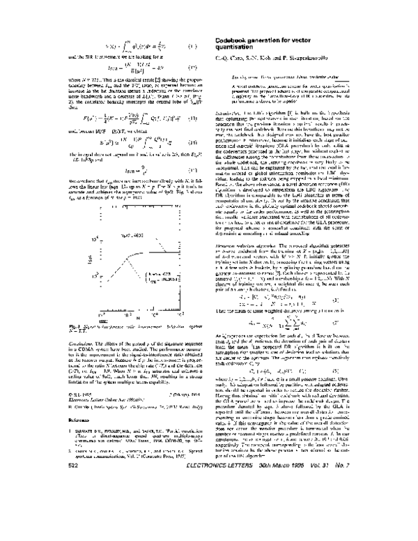 (PDF) Codebook generation for vector quantisation