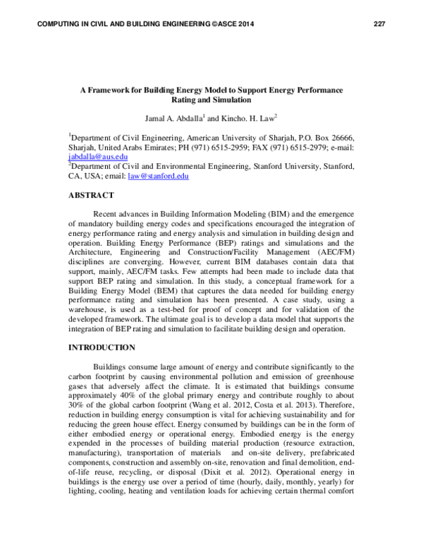 (PDF) A Framework for a Building Energy Model to Support Energy ...