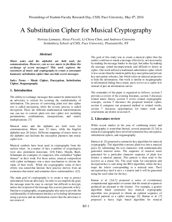 (PDF) A Substitution Cipher for Musical Cryptography