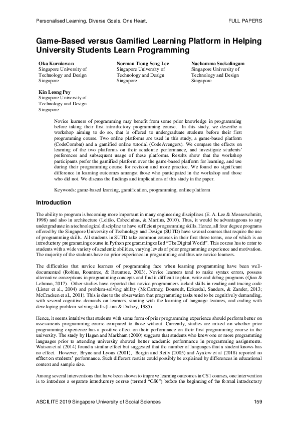 (PDF) Game-Based versus Gamified Learning Platform in Helping ...