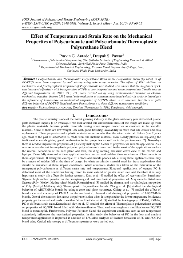 (PDF) Effect of Temperature and Strain Rate on the Mechanical ...