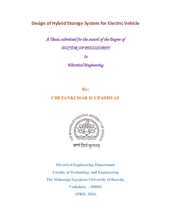 (PDF) Design of hybrid storage system for electric vehicle
