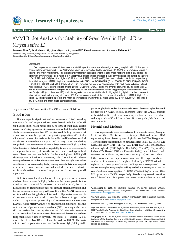 (PDF) Rice Research: Open Access