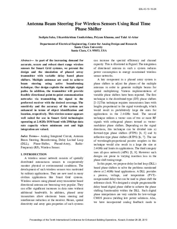 (PDF) Antenna Beam Steering For Wireless Sensors Using Real Time Phase ...