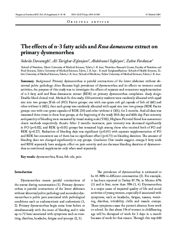 (PDF) The effects of n-3 fatty acids and Rosa damascena extract on ...