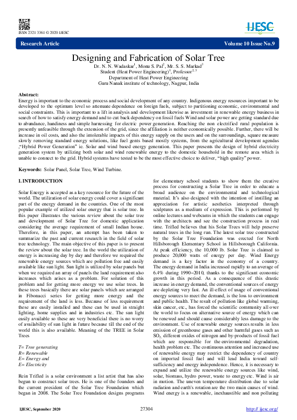 (PDF) Designing and Fabrication of Solar Tree