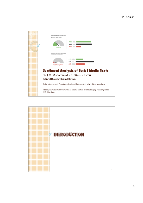 (PDF) Sentiment Analysis of Social Media Texts