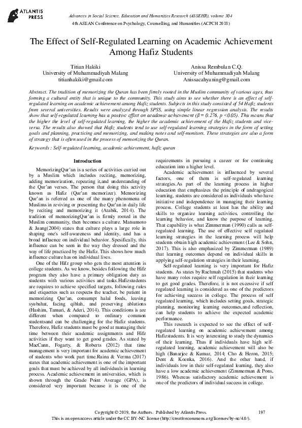 (PDF) The Effect of Self-Regulated Learning on Academic Achievement ...