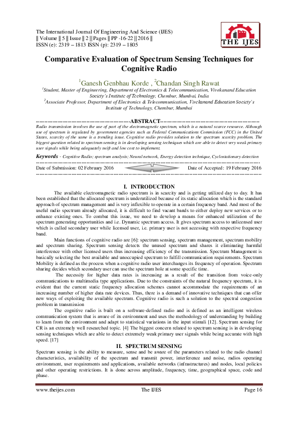 (PDF) Comparative Evaluation of Spectrum Sensing Techniques for ...
