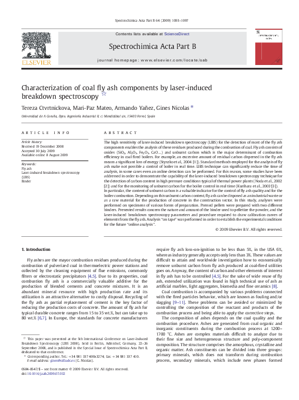 (PDF) Characterization of coal fly ash components by laser-induced ...