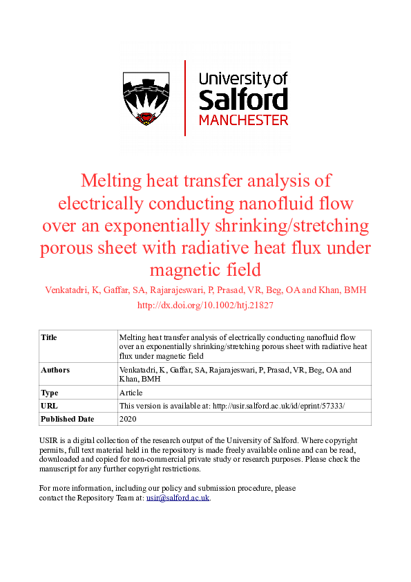 (PDF) Melting heat transfer analysis of electrically conducting ...