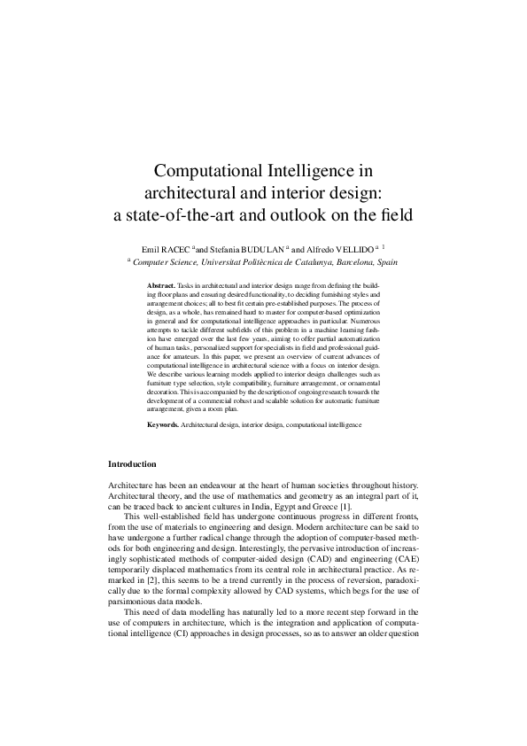 (PDF) Computational Intelligence in architectural and interior design ...