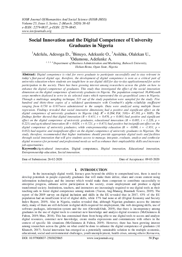 (PDF) Social Innovation and the Digital Competence of University ...