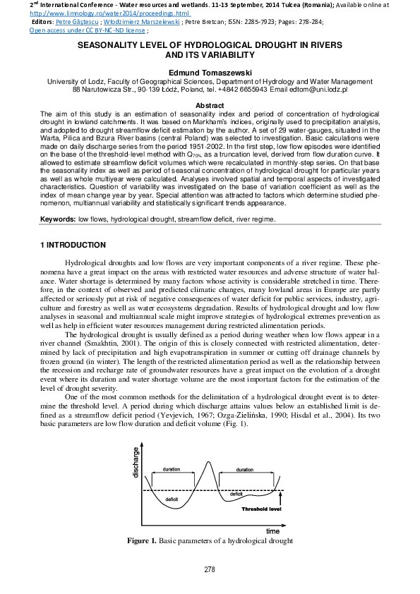 (PDF) Seasonality Level of Hydrological Drought in Rivers and Its ...