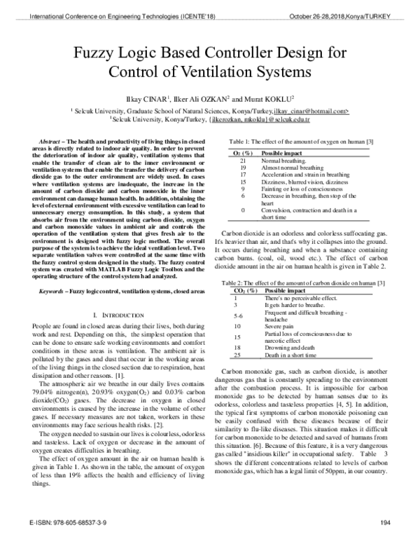 (PDF) Fuzzy Logic Based Controller Design for Control of Ventilation ...