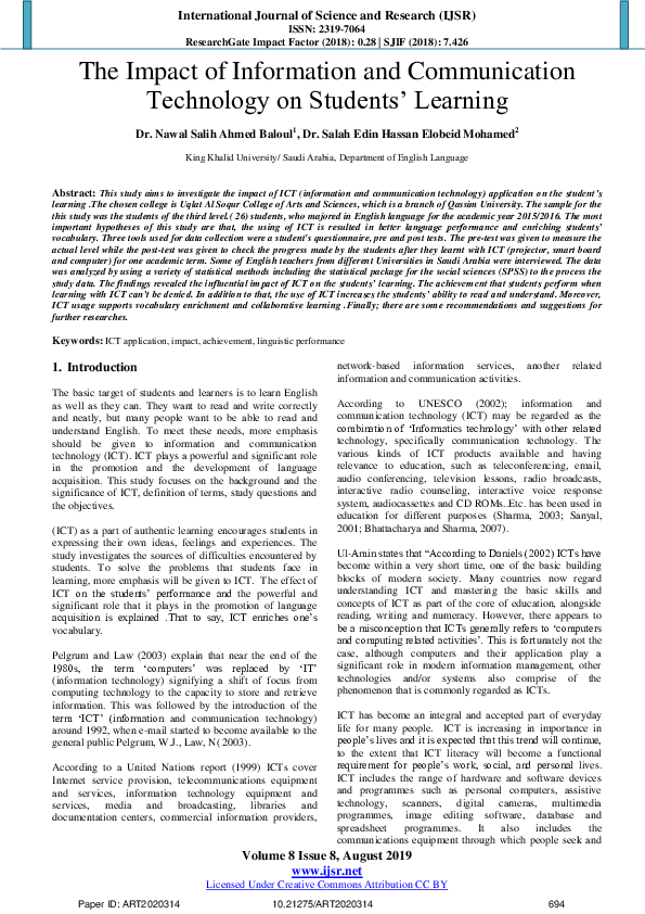 (PDF) The Impact of Information and Communication Technology on ...