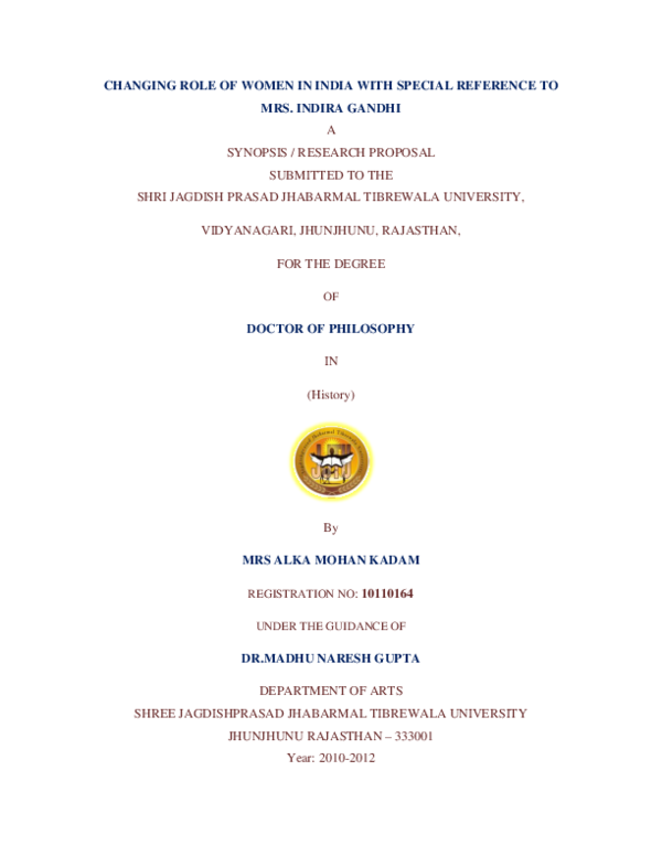 (PDF) Changing role of women in India with special reference to Mrs ...