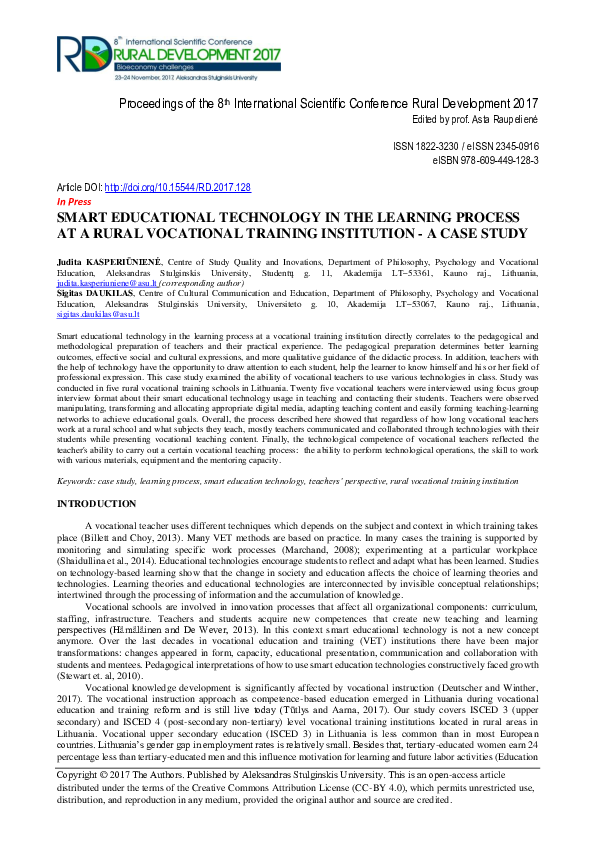 (PDF) Smart Educational Technology in the Learning Process at a Rural ...