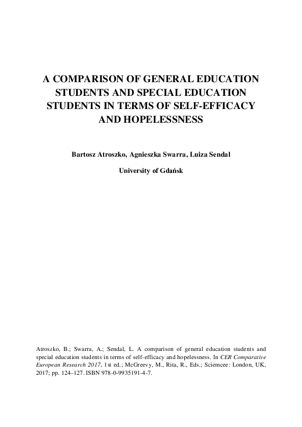 (PDF) A comparison of general education students and special education ...